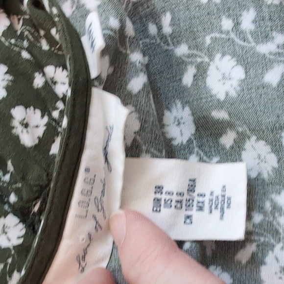 H&M LOGG. Green Forrest White Flowers Long Sleeve Tunic Size 8 - Picture 4 of 7